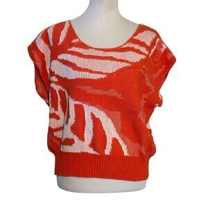 Callahan Knitwear Orange White Cropped Sweater Size Medium